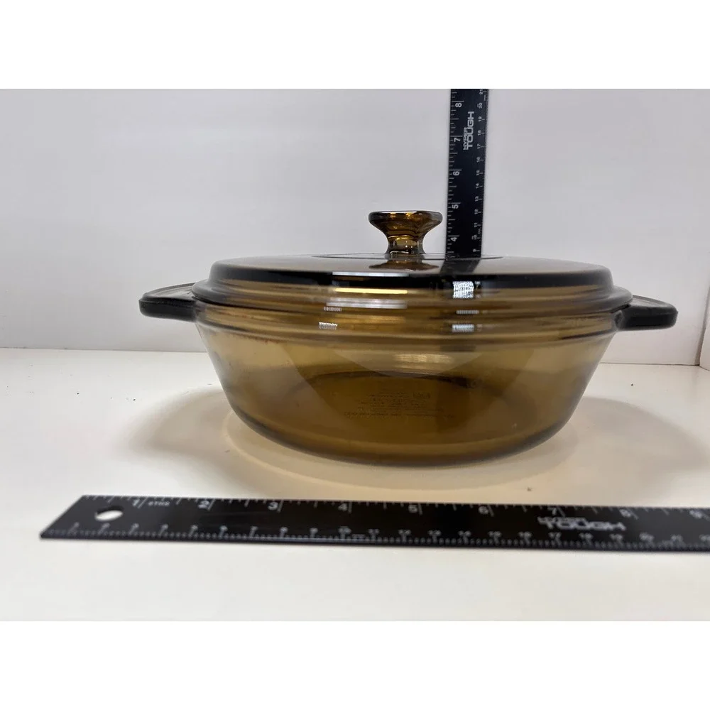 Anchor Hocking Amber Glass Casserole Dish with Lid 1.5 Quart Vintage 1037 USA